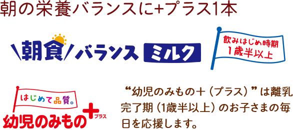 朝の栄養バランスに+プラス1本 朝食バランスミルク 飲みはじめ時期1歳半以上